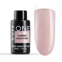 ONE NAIL   Base SHIMMER ROSE   30мл (бутылка)   База камуфлирующая эластичная c шиммером  (легкие в снятии)